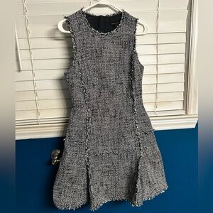 Banana Republic Navy and White Tweed Fit and Flare Dress
